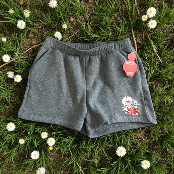 STRAWBERRY SHORTCAKE Retro Gray Sweat Shorts Size XL NEW NWOT - Picture 1 of 8